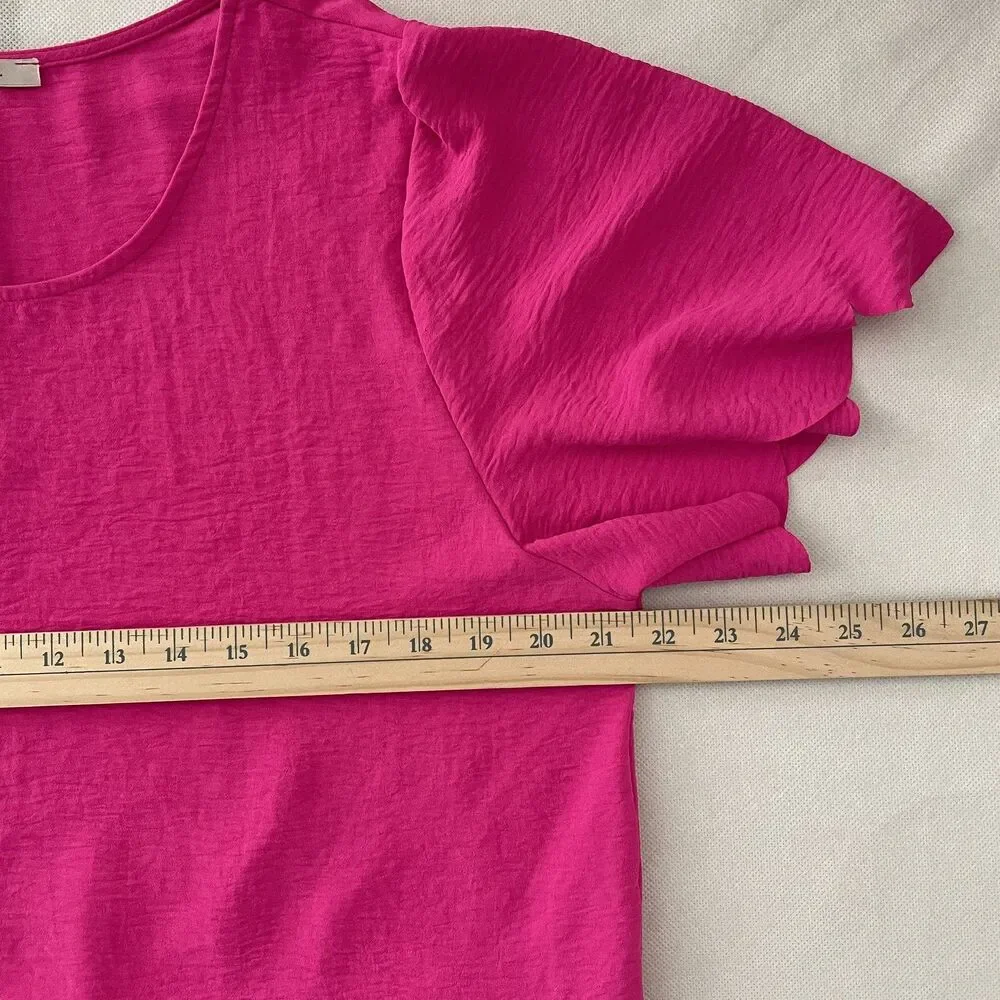 Jodifl Women's Pink Top Blouse Short Sleeves Scalloped Hem Size 1X - Picture 4 of 8